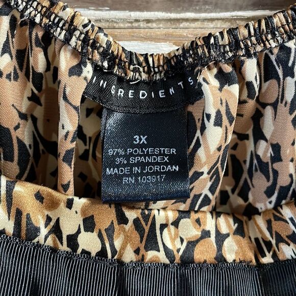 Ingredients Womens Dressy Blouse Square Neck Black Ribbon Trim Size 3X - Picture 6 of 7